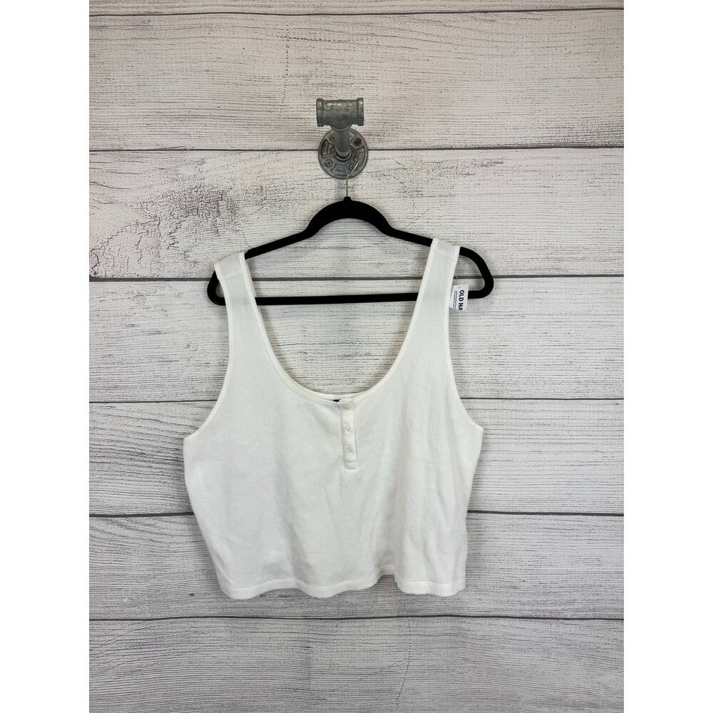 Old Navy Plus Size White Waffle Knit Cropped Sleeveless Tank Size 2X